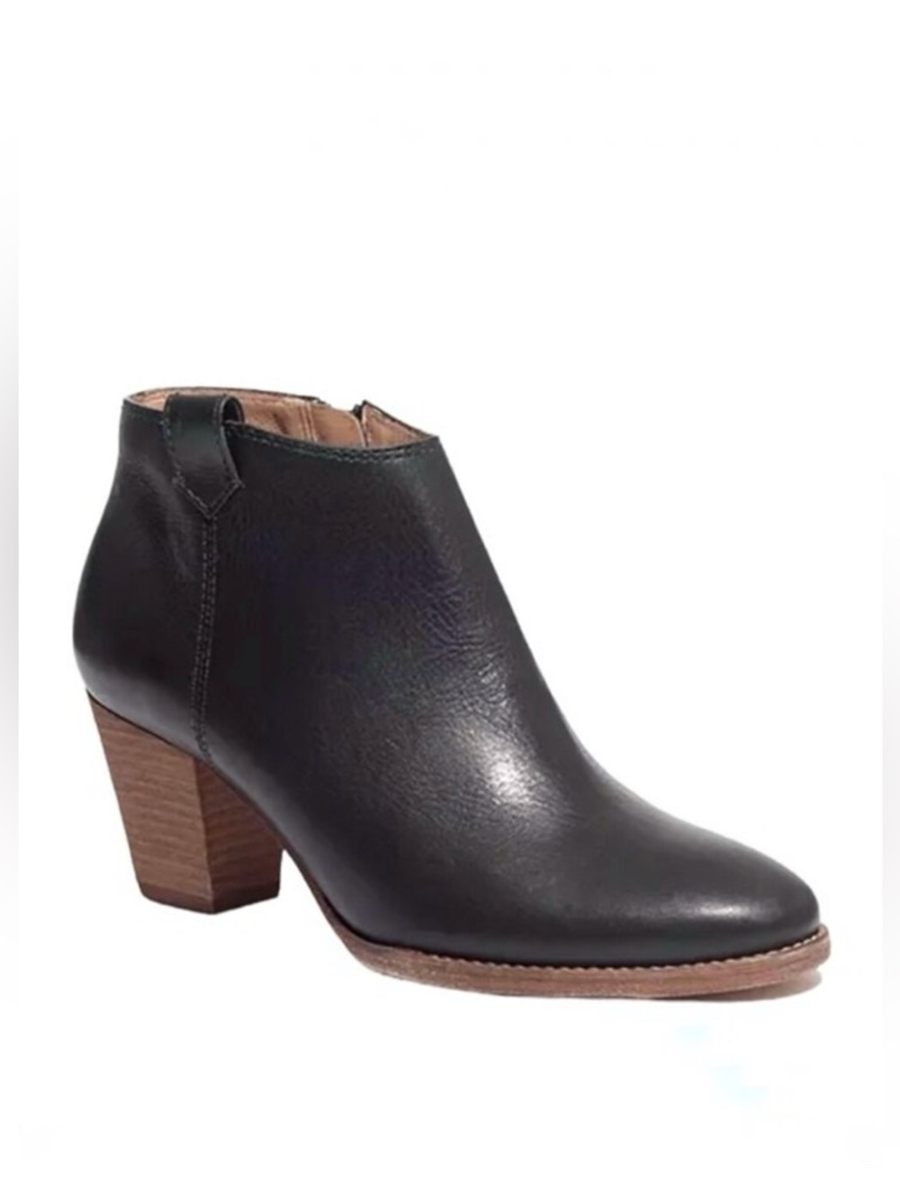 Madewell Womens The Billie Chunky Stacked Block Heel Black Leather Ankle Boots